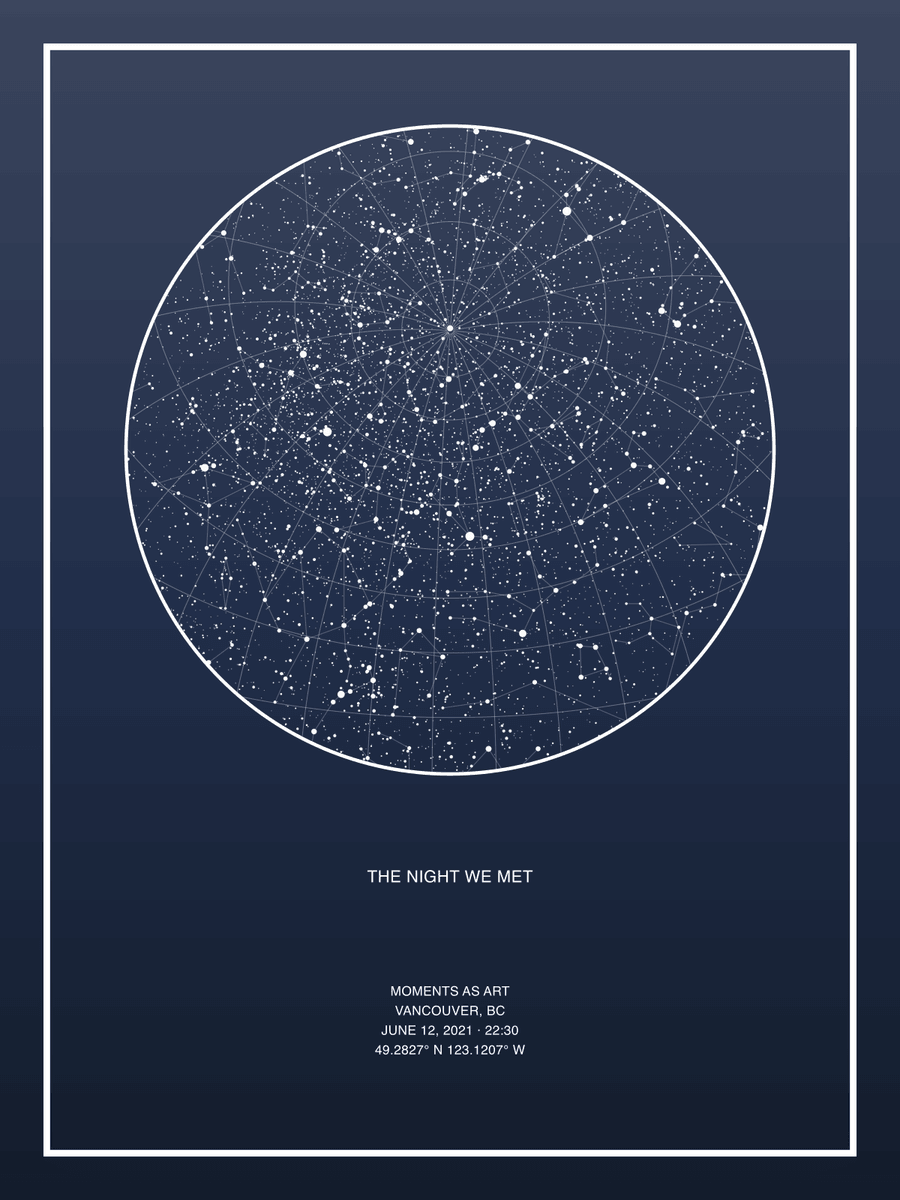 Midnight star map poster
