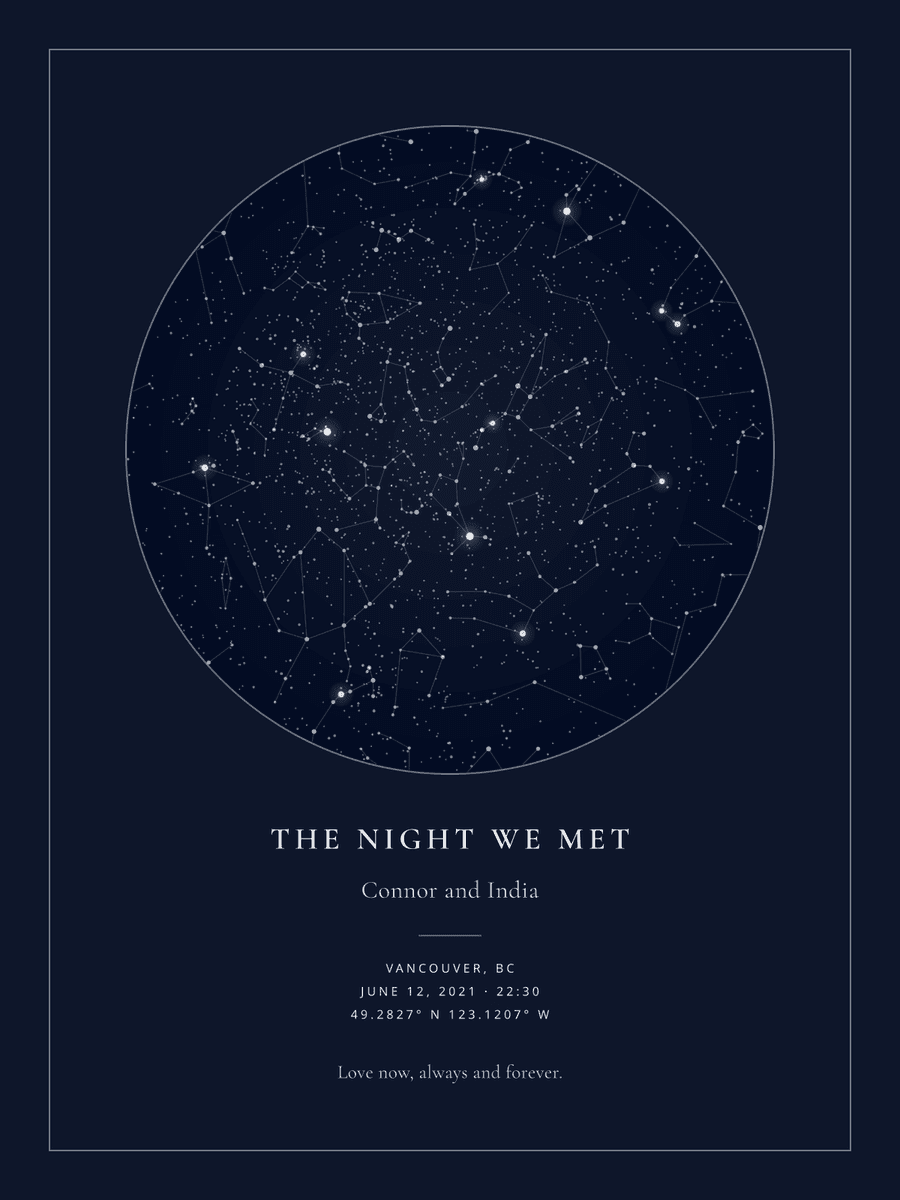 Midnight star map poster