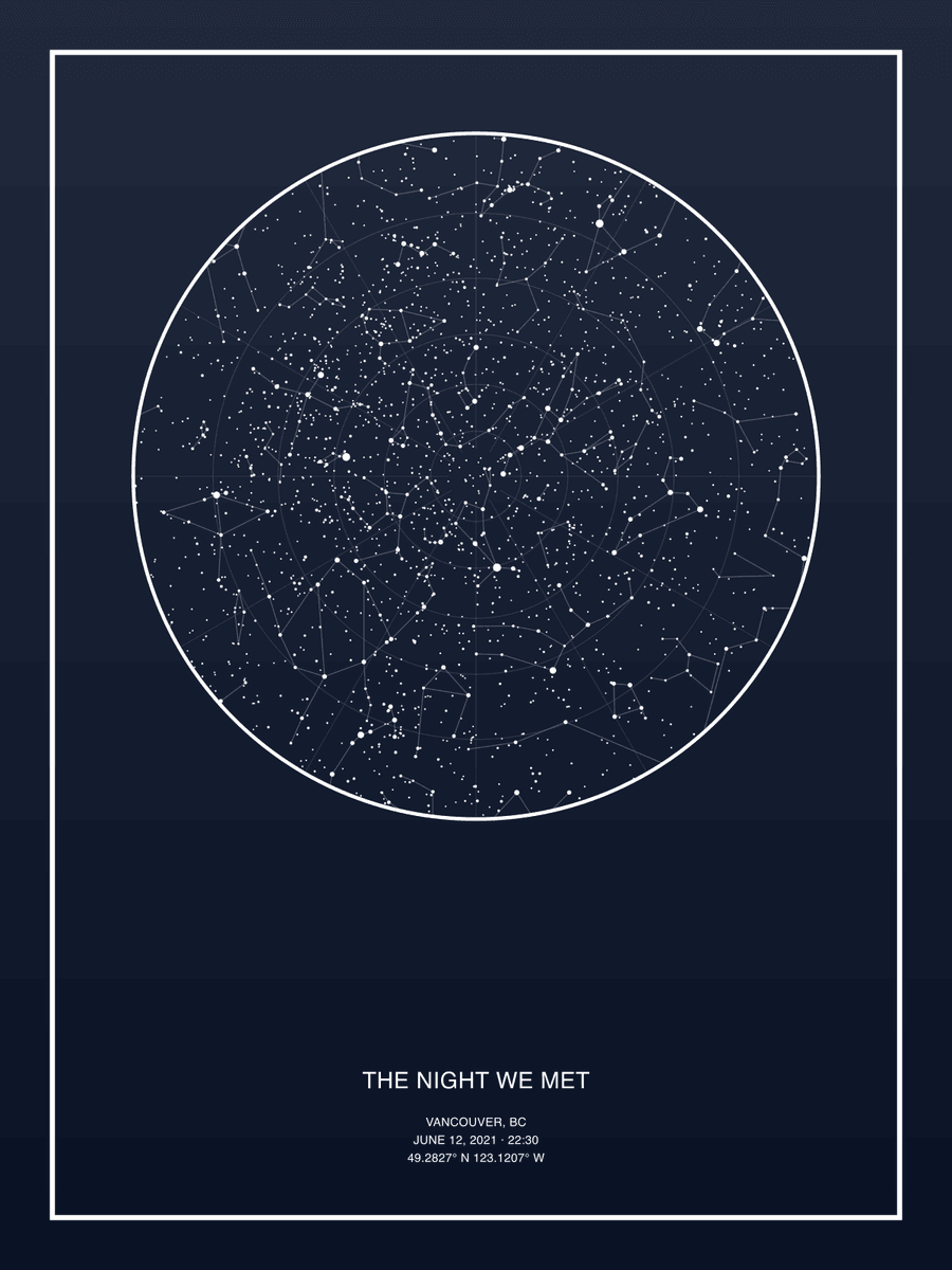 Midnight star map poster